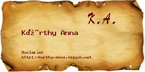 Kürthy Anna névjegykártya