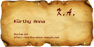 Kürthy Anna névjegykártya